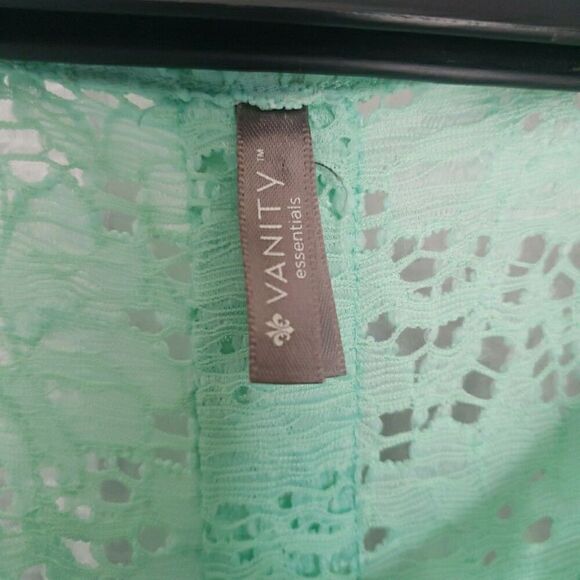 Y2K Vanity Essentials Women's Size M Mint Full Lace Tank Top No lining 90's - Picture 2 of 11